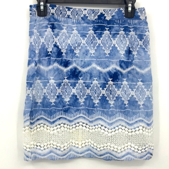 Minkpink Blue Tie Dye Embroidered Mini Skirt